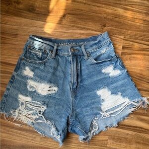 American Eagle Outfitters Women's Distressed Blue Jean Shorts